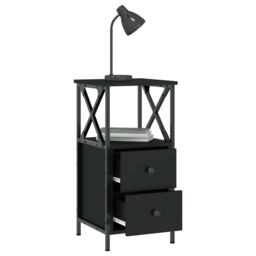 Berkfield Home Bedside Cabinet Black 34x35.5x70 cm Engineered Wood - thumbnail 4