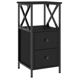 Berkfield Home Bedside Cabinet Black 34x35.5x70 cm Engineered Wood - thumbnail 2