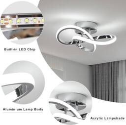 COMELY LED Ceiling Light, 30 W Flower Shape Ceiling Lights, 6500K, Silver - thumbnail 7