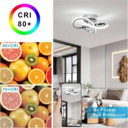 COMELY LED Ceiling Light, 30 W Flower Shape Ceiling Lights, 6500K, Silver - thumbnail 8