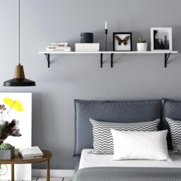SONGMICS Floating Wall Shelves Set of 2 High Gloss Wooden Storage in White - thumbnail 4