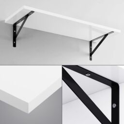 SONGMICS Floating Wall Shelves Set of 2 High Gloss Wooden Storage in White - thumbnail 5