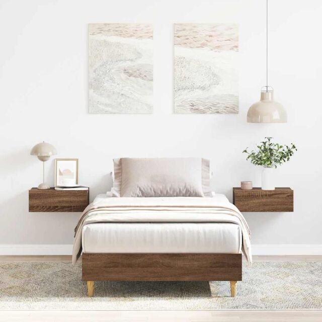 Berkfield Home Bed Frame No Mattress Brown Oak 90x200 cm Engineered Wood - image 1