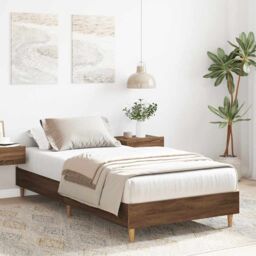 Berkfield Home Bed Frame No Mattress Brown Oak 90x200 cm Engineered Wood - thumbnail 3