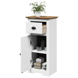 Berkfield Home Durable Bathroom Cabinet BODO White & Brown 44x30x90 cm - Size: 44 x 30 x 90 cm - thumbnail 2