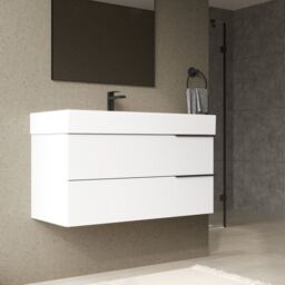 Banyetti Celtic 1000mm Wall Hung Bathroom Vanity Unit with Veneto 1 Tap Hole Basin - Gloss White - thumbnail 3