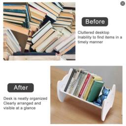 SPETLEK White Desktop Bookshelf Storage Rack for Books, Toys Office Supplies - thumbnail 3