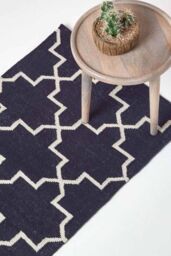 Homescapes Edmonton Cotton Geometric Pattern Kilim Hall Runner, 66 x 200 cm in Navy - Size: 66 cm x 200 cm - thumbnail 1