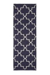 Homescapes Edmonton Cotton Geometric Pattern Kilim Hall Runner, 66 x 200 cm in Navy - Size: 66 cm x 200 cm - thumbnail 2