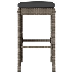 Berkfield Home Garden Bar Stools with Cushions 6 pcs Grey Poly Rattan - thumbnail 4