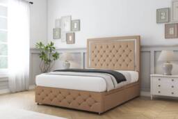 "Sloomy Sofia Chrome Dumfries Divan Set 2 Drawers-26"" Headboard-Footboard in Light Brown - Size: Small Double" - thumbnail 3