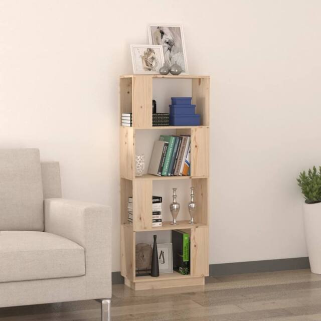 Berkfield Home Beautiful Book Cabinet/Room Divider 51x25x132 cm Solid Wood Pine in Natural - Size: 51 x 25 x 132 cm - image 1