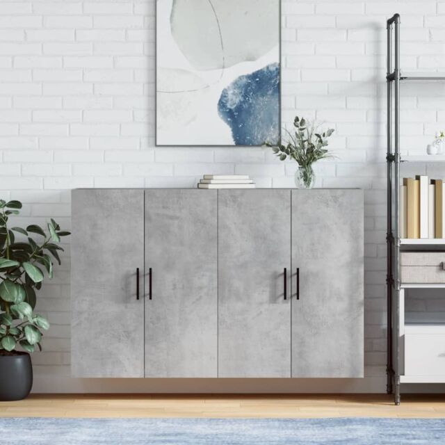 Berkfield Home Wall Mounted Cabinets 2 pcs Concrete Grey 69.5x34x90 cm - image 1
