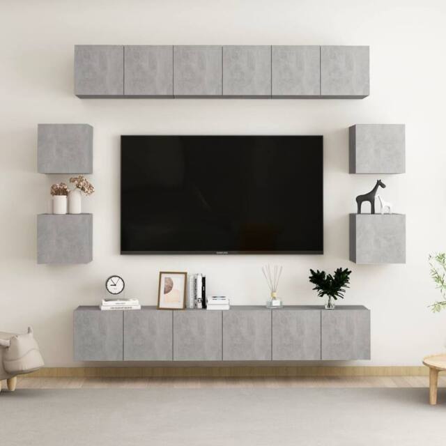 Berkfield Home 10 Piece TV Cabinet Set Concrete Grey Engineered Wood - image 1