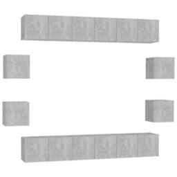 Berkfield Home 10 Piece TV Cabinet Set Concrete Grey Engineered Wood - thumbnail 2