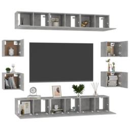 Berkfield Home 10 Piece TV Cabinet Set Concrete Grey Engineered Wood - thumbnail 3