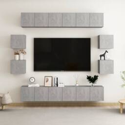 Berkfield Home 10 Piece TV Cabinet Set Concrete Grey Engineered Wood - thumbnail 1