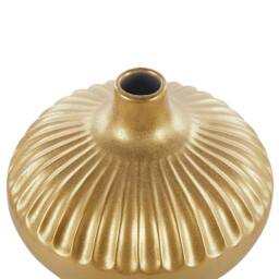 Wyld and Coco Gold Stoneware Vase 20 cm - Ribbed Decorative Tabletop Accent - thumbnail 3