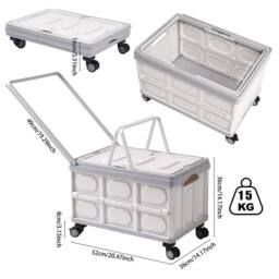 KORVIXA Beige Folding Storage Box Cart Camping Trolley Crate - Size: 900mm - thumbnail 2