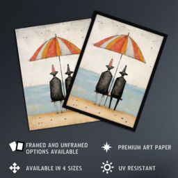 "Artery8 Traffic Cone Sea View Whimsical Surreal Seaside Artwork By Rob Tidybeard Extra Large XL Unframed Wall Art Poster Print - Size: W24"" x H32""" - thumbnail 2