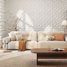 Gymax 20-Pack 3D Wall Panels PVC Wall Tiles for DIY Painting & Cutting in White - thumbnail 8