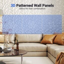 Gymax 20-Pack 3D Wall Panels PVC Wall Tiles for DIY Painting & Cutting in White - thumbnail 5
