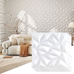 Gymax 20-Pack 3D Wall Panels PVC Wall Tiles for DIY Painting & Cutting in White - thumbnail 2