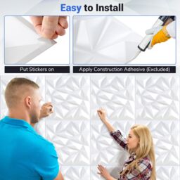 Gymax 20-Pack 3D Wall Panels PVC Wall Tiles for DIY Painting & Cutting in White - thumbnail 4