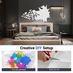 Gymax 20-Pack 3D Wall Panels PVC Wall Tiles for DIY Painting & Cutting in White - thumbnail 6