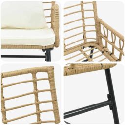 Berkfield Home Garden Dining Set with Pillow 3 pcs Poly rattan, steel in Brown - thumbnail 8