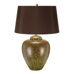 Loops Table Lamp Green Brown Glaze Finish Brown Tapered Cylinder Shade LED E27 60W - thumbnail 2