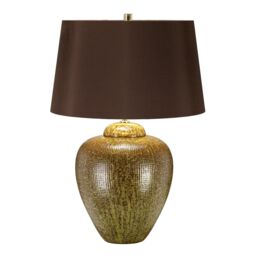 Loops Table Lamp Green Brown Glaze Finish Brown Tapered Cylinder Shade LED E27 60W - thumbnail 1