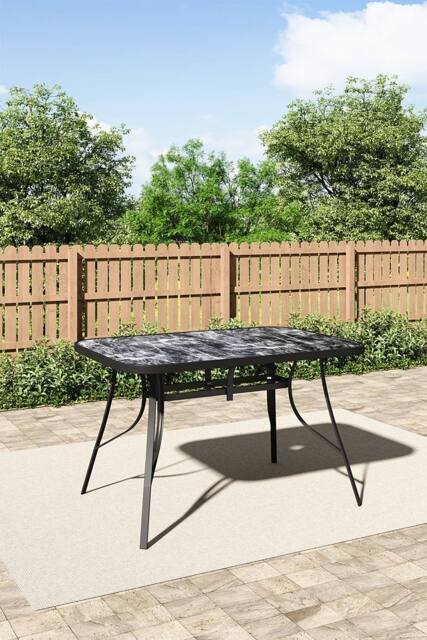 Living and Home Garden Rectangular Tempered Glass Marble Coffee Table - image 1