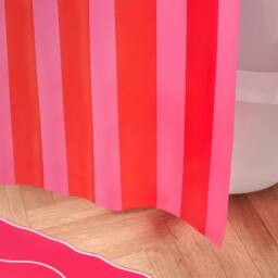OHS Stripe Mould Proof Shower Curtain with 12 Hooks - Size: 180 cm width x 180 cm drop - thumbnail 2