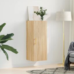 Berkfield Home Wall Mounted Cabinet Sonoma Oak 34.5x34x90 cm in Brown - thumbnail 3
