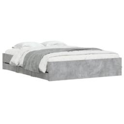 Berkfield Home Bed Frame Without Mattress 135x190 cm Double Smoked Oak Wood in Grey - Size: King - thumbnail 3