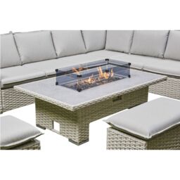DS Living Malibu Grey Rattan Garden Furniture 6 Seater + Fire Pit - thumbnail 3