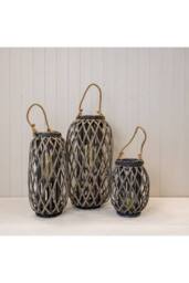 KDMD Grey Rustic Wicker Lantern - 50mm - thumbnail 4