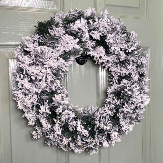Samuel Alexander Premier Flocked Woodcote Pine Flocked Wreath 50cm in Green - image 1
