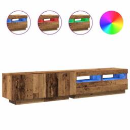 Berkfield Home TV Cabinet with LED Lights Old Wood 200x35x40 cm Engineered Wood in Brown - Size: 200 x 35 x 40 cm - thumbnail 1
