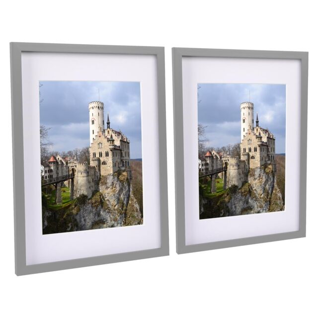 "Nicola Spring 2x Photo Frame with White A4 Mount - A3 (12"" x 17"") Picture Display in Grey" - image 1