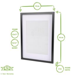 "Nicola Spring 2x Photo Frame with White A4 Mount - A3 (12"" x 17"") Picture Display in Grey" - thumbnail 3