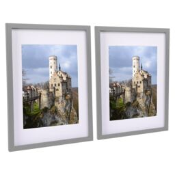 "Nicola Spring 2x Photo Frame with White A4 Mount - A3 (12"" x 17"") Picture Display in Grey" - thumbnail 1