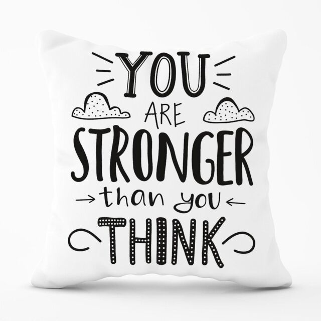 Warren Reed - Designer You Are Stronger Than You Think Outdoor Cushion in Black - Size: 60 cm x 60 cm - image 1