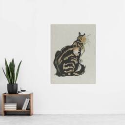"Artery8 Sitting Cat Art Nouveau Painting Steinlen Wall Art Poster Print in Brown - Size: W12"" x H16""" - thumbnail 4