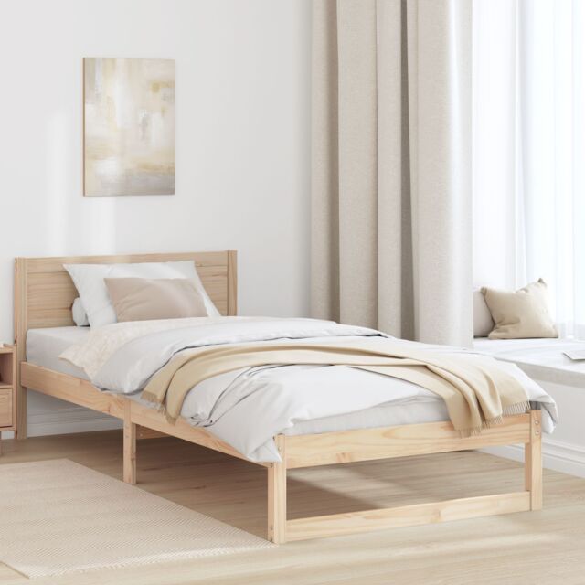 Berkfield Home Bed Frame Natural Solid Wood 80 x 200 cm Minimalist Bed Frame in Beige - image 1