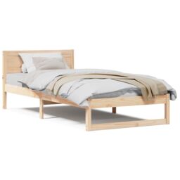 Berkfield Home Bed Frame Natural Solid Wood 80 x 200 cm Minimalist Bed Frame in Beige - thumbnail 4