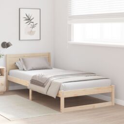 Berkfield Home Bed Frame Natural Solid Wood 80 x 200 cm Minimalist Bed Frame in Beige - thumbnail 5