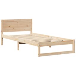 Berkfield Home Bed Frame Natural Solid Wood 80 x 200 cm Minimalist Bed Frame in Beige - thumbnail 2