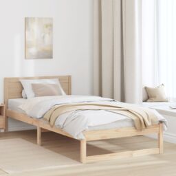 Berkfield Home Bed Frame Natural Solid Wood 80 x 200 cm Minimalist Bed Frame in Beige - thumbnail 1